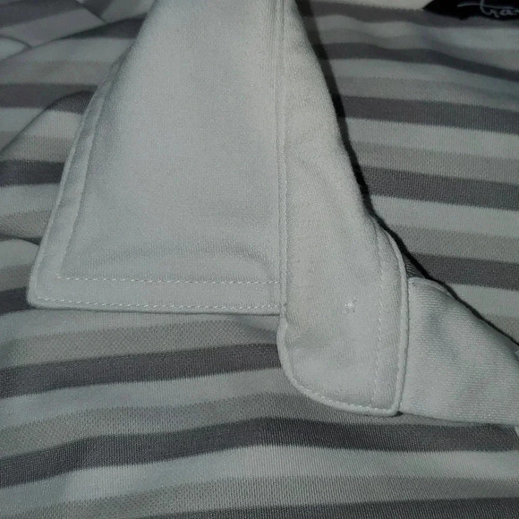 Travis Mathew Mens Size Large White Grey Striped Summer Comfort Golf Polo - Picture 12 of 13